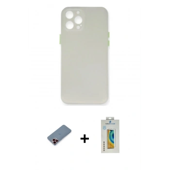 MARSİLYAN™- iPhone 12 Pro Max Kılıf Yadigar Yansıma Serisi - Siyah Polymer Nano Ekran Koruyucu + Metal Kamera Lens Koruma Cam - KI