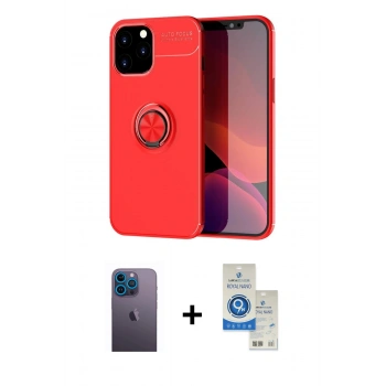 MARSİLYAN™- iPhone 12 Pro Max Kılıf Yankı Form Prime - Şeffaf Royal Nano Ekran Koruyucu + Neon Fosforlu Kamera Lens - MI