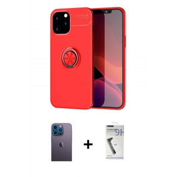 MARSİLYAN™- iPhone 12 Pro Max Kılıf Yankı Form Prime - Şeffaf Uv Polymer Nano Ekran Koruyucu + Neon Fosforlu Kamera Lens - MI