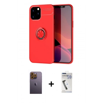 MARSİLYAN™- iPhone 12 Pro Max Kılıf Yankı Form Prime - Şeffaf Uv Polymer Nano Ekran Koruyucu + Neon Fosforlu Kamera Lens - SI