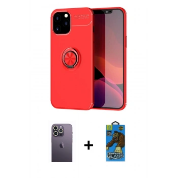 MARSİLYAN™- iPhone 12 Pro Max Kılıf Yankı Form Prime - Siyah 18D Cam Ekran Koruyucu + Neon Fosforlu Kamera Lens - BZ