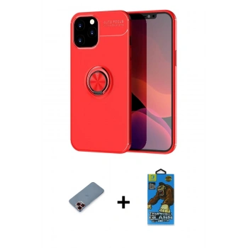 MARSİLYAN™- iPhone 12 Pro Max Kılıf Yankı Form Prime - Siyah 18D Cam Ekran Koruyucu + Metal Kamera Lens Koruma Cam - KI