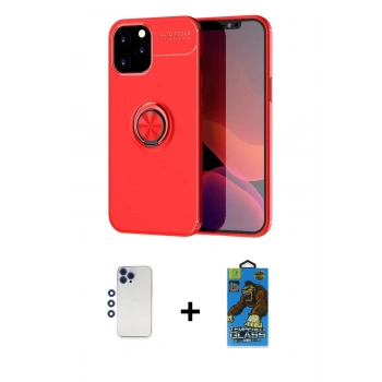 MARSİLYAN™- iPhone 12 Pro Max Kılıf Yankı Form Prime - Siyah 18D Cam Ekran Koruyucu + Shine Kamera Lens - LT