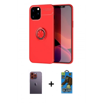 MARSİLYAN™- iPhone 12 Pro Max Kılıf Yankı Form Prime - Siyah 18D Cam Ekran Koruyucu + Neon Fosforlu Kamera Lens - TU