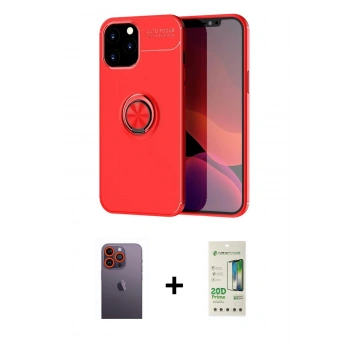 MARSİLYAN™- iPhone 12 Pro Max Kılıf Yankı Form Prime - Siyah 20D Premium Cam Ekran Koruyucu + Neon Fosforlu Kamera Lens - TU