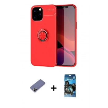 MARSİLYAN™- iPhone 12 Pro Max Kılıf Yankı Form Prime - Siyah 34D Izgaralı Cam + Metal Kamera Lens Koruma Cam - GD