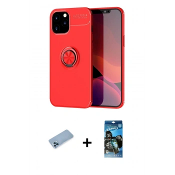 MARSİLYAN™- iPhone 12 Pro Max Kılıf Yankı Form Prime - Siyah 34D Izgaralı Cam + Shine Kamera Lens Koruma Cam - MI