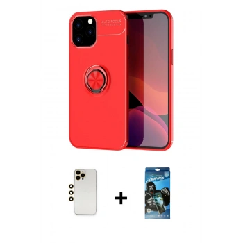 MARSİLYAN™- iPhone 12 Pro Max Kılıf Yankı Form Prime - Siyah 34D Izgaralı Cam + Shine Kamera Lens - GD