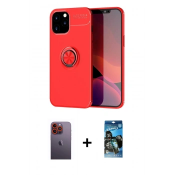 MARSİLYAN™- iPhone 12 Pro Max Kılıf Yankı Form Prime - Siyah 34D Izgaralı Cam + Neon Fosforlu Kamera Lens - TU