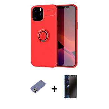 MARSİLYAN™- iPhone 12 Pro Max Kılıf Yankı Form Prime - Siyah 3D Antistatik Hayalet Cam Ekran Koruyucu + Metal Kamera Lens Koruma Cam - GD