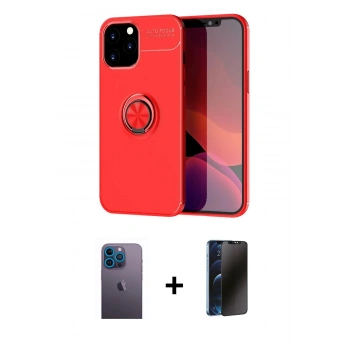 MARSİLYAN™- iPhone 12 Pro Max Kılıf Yankı Form Prime - Siyah 3D Antistatik Hayalet Cam Ekran Koruyucu + Neon Fosforlu Kamera Lens - MI