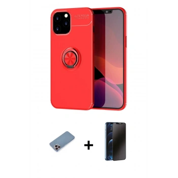 MARSİLYAN™- iPhone 12 Pro Max Kılıf Yankı Form Prime - Siyah 3D Antistatik Hayalet Cam Ekran Koruyucu + Shine Kamera Lens Koruma Cam - PE
