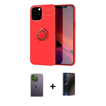 MARSİLYAN™- iPhone 12 Pro Max Kılıf Yankı Form Prime - Siyah 3D Antistatik Hayalet Cam Ekran Koruyucu + Neon Fosforlu Kamera Lens - YL