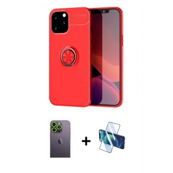 MARSİLYAN™- iPhone 12 Pro Max Kılıf Yankı Form Prime - Siyah 3D Antistatik Seramik Nano Ekran Koruyucu + Neon Fosforlu Kamera Lens - YL