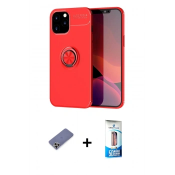MARSİLYAN™- iPhone 12 Pro Max Kılıf Yankı Form Prime - Siyah 5D Eko Cam Ekran Koruyucu + Metal Kamera Lens Koruma Cam - GD