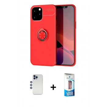 MARSİLYAN™- iPhone 12 Pro Max Kılıf Yankı Form Prime - Siyah 5D Eko Cam Ekran Koruyucu + Shine Kamera Lens - LT