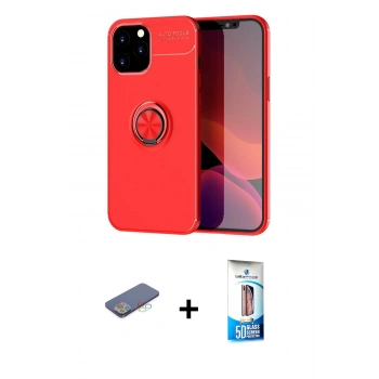 MARSİLYAN™- iPhone 12 Pro Max Kılıf Yankı Form Prime - Siyah 5D Eko Cam Ekran Koruyucu + Renkli Kamera Lens Koruma Cam - MI