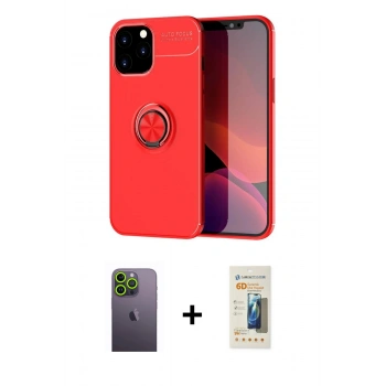 MARSİLYAN™- iPhone 12 Pro Max Kılıf Yankı Form Prime - Siyah 6D Mat Seramik Hayalet Nano Ekran Koruyucu + Neon Fosforlu Kamera Lens - YL