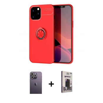 MARSİLYAN™- iPhone 12 Pro Max Kılıf Yankı Form Prime - Siyah Bilvis Hayalet Cam Ekran Koruyucu + Neon Fosforlu Kamera Lens - BZ