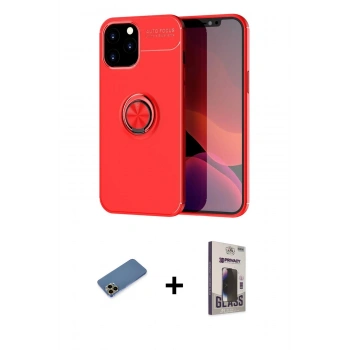 MARSİLYAN™- iPhone 12 Pro Max Kılıf Yankı Form Prime - Siyah Bilvis Hayalet Cam Ekran Koruyucu + Shine Kamera Lens Koruma Cam - GD