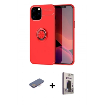 MARSİLYAN™- iPhone 12 Pro Max Kılıf Yankı Form Prime - Siyah Bilvis Hayalet Cam Ekran Koruyucu + Renkli Kamera Lens Koruma Cam - PE