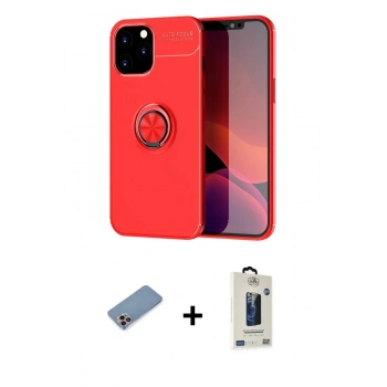 MARSİLYAN™- iPhone 12 Pro Max Kılıf Yankı Form Prime - Siyah Bilvis Hayalet Cam Ekran Koruyucu + Shine Kamera Lens Koruma Cam - PE