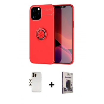 MARSİLYAN™- iPhone 12 Pro Max Kılıf Yankı Form Prime - Siyah Bilvis Hayalet Cam Ekran Koruyucu + Shine Kamera Lens - GD