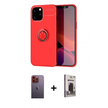 MARSİLYAN™- iPhone 12 Pro Max Kılıf Yankı Form Prime - Siyah Bilvis Hayalet Cam Ekran Koruyucu + Neon Fosforlu Kamera Lens - TU