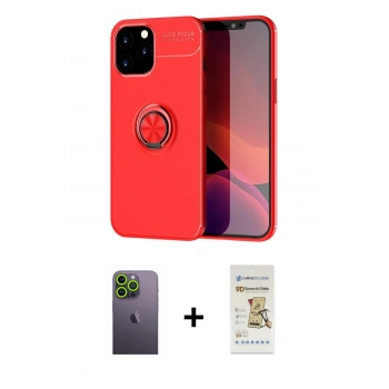 MARSİLYAN™- iPhone 12 Pro Max Kılıf Yankı Form Prime - Siyah Mat Seramik Nano Ekran Koruyucu + Neon Fosforlu Kamera Lens - YL