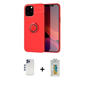 MARSİLYAN™- iPhone 12 Pro Max Kılıf Yankı Form Prime - Siyah Polymer Nano Ekran Koruyucu + Shine Kamera Lens - LT