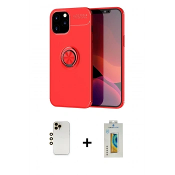 MARSİLYAN™- iPhone 12 Pro Max Kılıf Yankı Form Prime - Siyah Polymer Nano Ekran Koruyucu + Shine Kamera Lens - GD