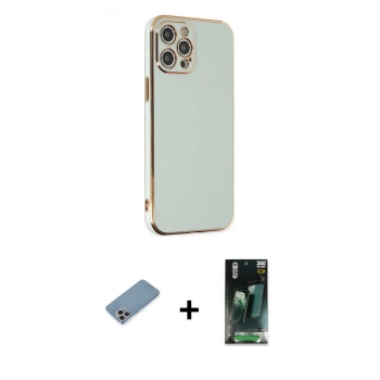 MARSİLYAN™- iPhone 12 Pro Max Kılıf Yankı Serisi - Şeffaf 360 Full Body Arka Koruyucu + Shine Kamera Lens Koruma Cam - GI