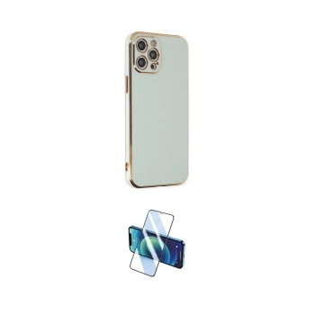 MARSİLYAN™- iPhone 12 Pro Max Kılıf Yankı Serisi - Siyah 3D Antistatik Cam Ekran Koruyucu