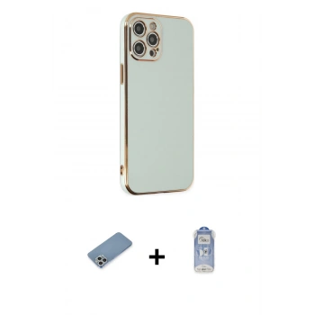 MARSİLYAN™- iPhone 12 Pro Max Kılıf Yankı Serisi - Siyah Joko Magic 5D Cam + Shine Kamera Lens Koruma Cam - GS