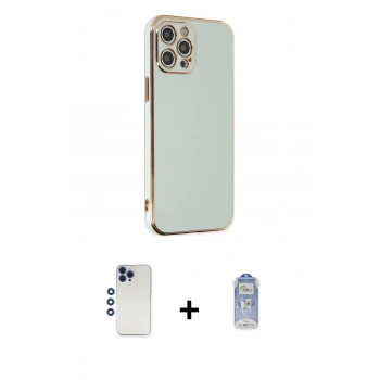 MARSİLYAN™- iPhone 12 Pro Max Kılıf Yankı Serisi - Siyah Joko Magic 5D Cam + Shine Kamera Lens - LT