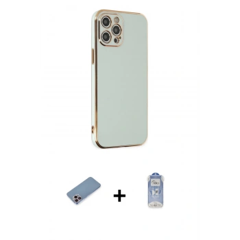 MARSİLYAN™- iPhone 12 Pro Max Kılıf Yankı Serisi - Siyah Joko Magic 5D Cam + Shine Kamera Lens Koruma Cam - PE