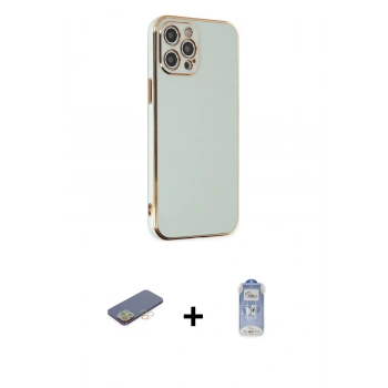 MARSİLYAN™- iPhone 12 Pro Max Kılıf Yankı Serisi - Siyah Joko Magic 5D Cam + Renkli Kamera Lens Koruma Cam - SI
