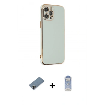 MARSİLYAN™- iPhone 12 Pro Max Kılıf Yankı Serisi - Siyah Joko Magic 5D Cam + Shine Kamera Lens Koruma Cam - SH