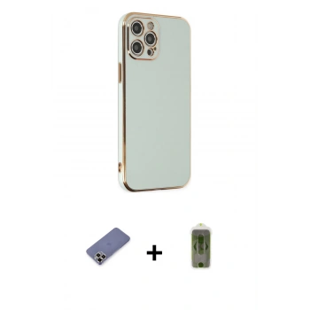 MARSİLYAN™- iPhone 12 Pro Max Kılıf Yankı Serisi - Siyah Joko Magic 5D Hayalet Cam + Metal Kamera Lens Koruma Cam - GD
