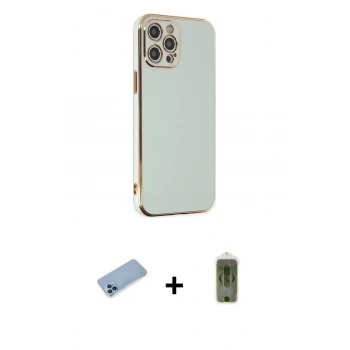 MARSİLYAN™- iPhone 12 Pro Max Kılıf Yankı Serisi - Siyah Joko Magic 5D Hayalet Cam + Shine Kamera Lens Koruma Cam - MI