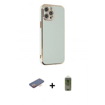 MARSİLYAN™- iPhone 12 Pro Max Kılıf Yankı Serisi - Siyah Joko Magic 5D Hayalet Cam + Renkli Kamera Lens Koruma Cam - TU
