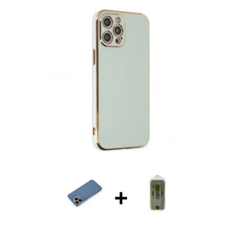 MARSİLYAN™- iPhone 12 Pro Max Kılıf Yankı Serisi - Siyah Joko Magic 5D Hayalet Cam + Shine Kamera Lens Koruma Cam - GD