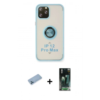 MARSİLYAN™- iPhone 12 Pro Max Kılıf Yörünge Çizgi - Şeffaf 360 Full Body Arka Koruyucu + Shine Kamera Lens Koruma Cam - MI