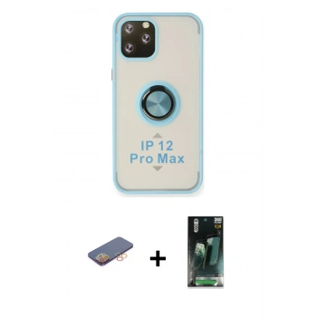 MARSİLYAN™- iPhone 12 Pro Max Kılıf Yörünge Çizgi - Şeffaf 360 Full Body Arka Koruyucu + Renkli Kamera Lens Koruma Cam - TU