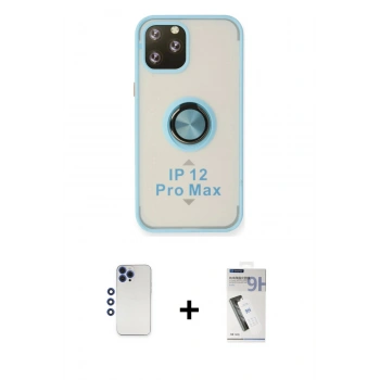MARSİLYAN™- iPhone 12 Pro Max Kılıf Yörünge Çizgi - Şeffaf Uv Polymer Nano Ekran Koruyucu + Shine Kamera Lens - LT