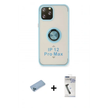 MARSİLYAN™- iPhone 12 Pro Max Kılıf Yörünge Çizgi - Şeffaf Uv Polymer Nano Ekran Koruyucu + Shine Kamera Lens Koruma Cam - MI