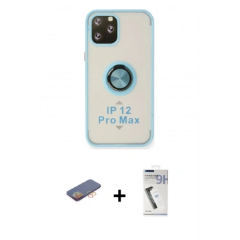 MARSİLYAN™- iPhone 12 Pro Max Kılıf Yörünge Çizgi - Şeffaf Uv Polymer Nano Ekran Koruyucu + Renkli Kamera Lens Koruma Cam - TU