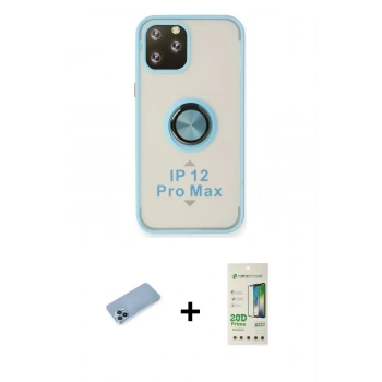 MARSİLYAN™- iPhone 12 Pro Max Kılıf Yörünge Çizgi - Siyah 20D Premium Cam Ekran Koruyucu + Shine Kamera Lens Koruma Cam - MI