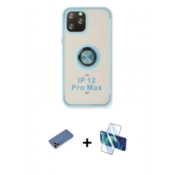 MARSİLYAN™- iPhone 12 Pro Max Kılıf Yörünge Çizgi - Siyah 3D Antistatik Seramik Nano Ekran Koruyucu + Shine Kamera Lens Koruma Cam - GD