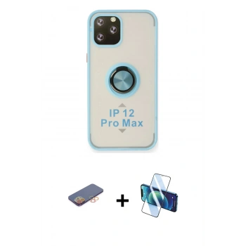 MARSİLYAN™- iPhone 12 Pro Max Kılıf Yörünge Çizgi - Siyah 3D Antistatik Seramik Nano Ekran Koruyucu + Renkli Kamera Lens Koruma Cam - TU